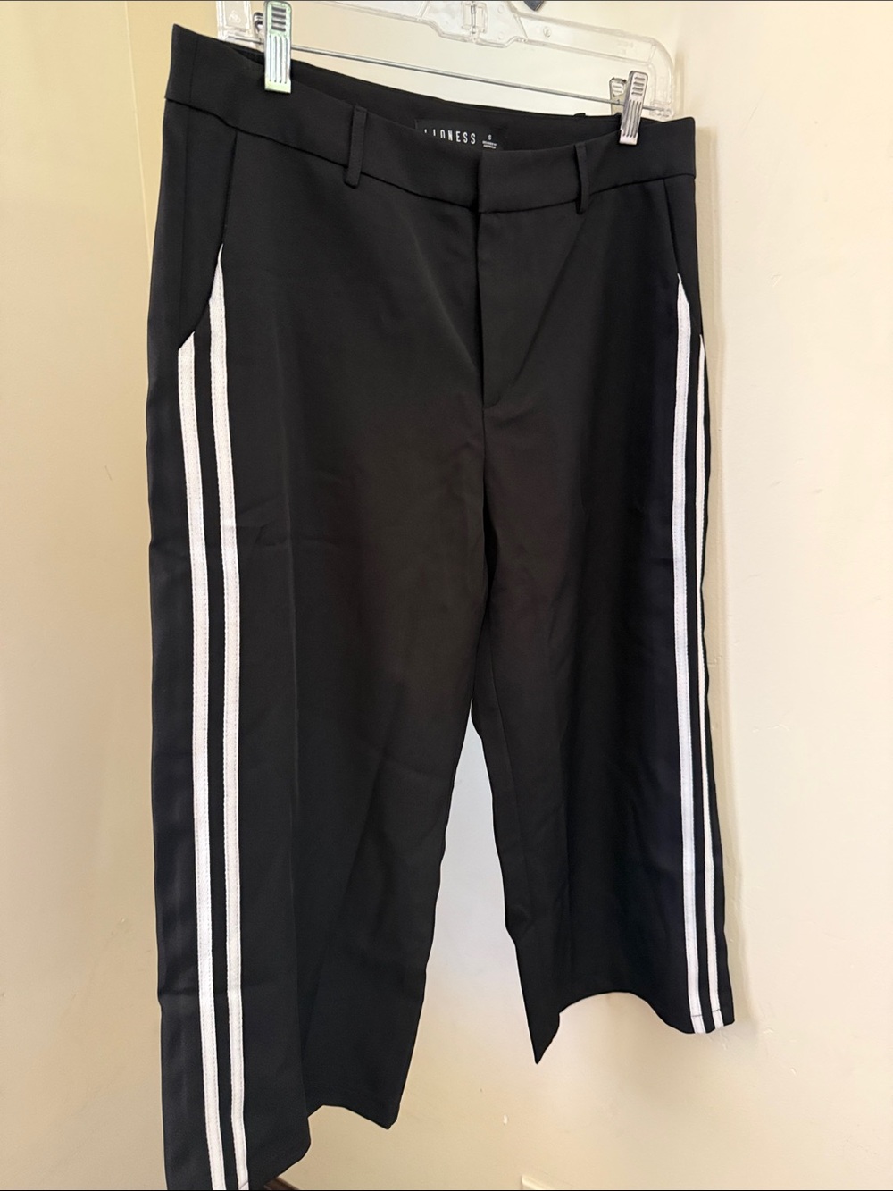 lioness Bl Track-Style Dress Pants with White Side Stripes